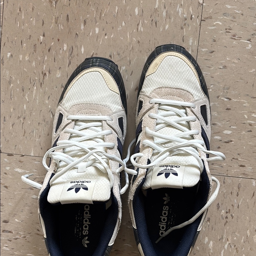 Adidas White, Blue and Cream Classic Sneakers